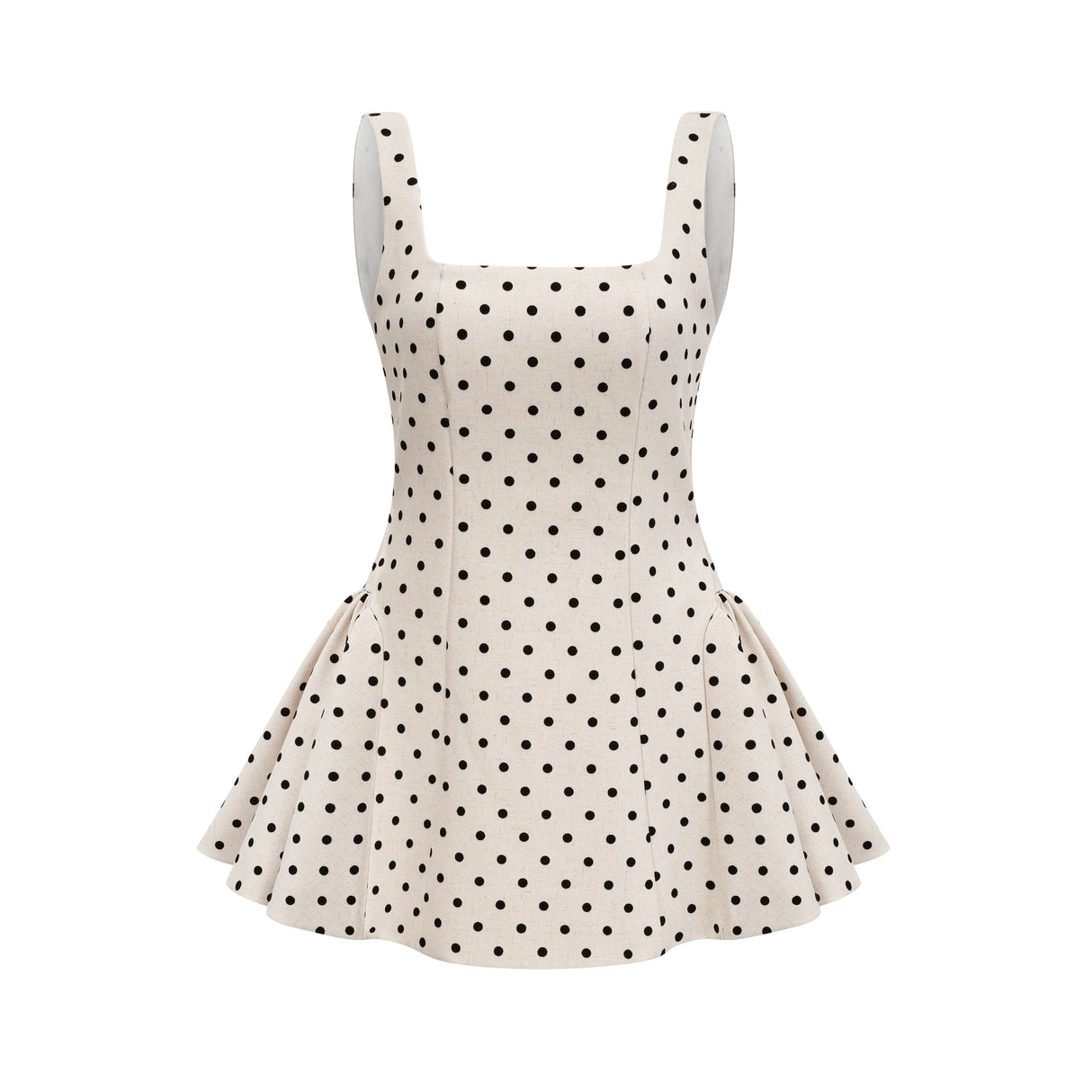 Aurohaya Geneviève neutrals polka-dot puff mini dress