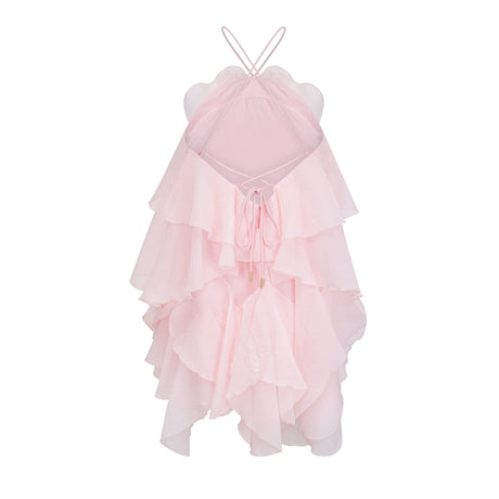 Aurohaya Lucie Pink Tiered Ruffled Mini Dress