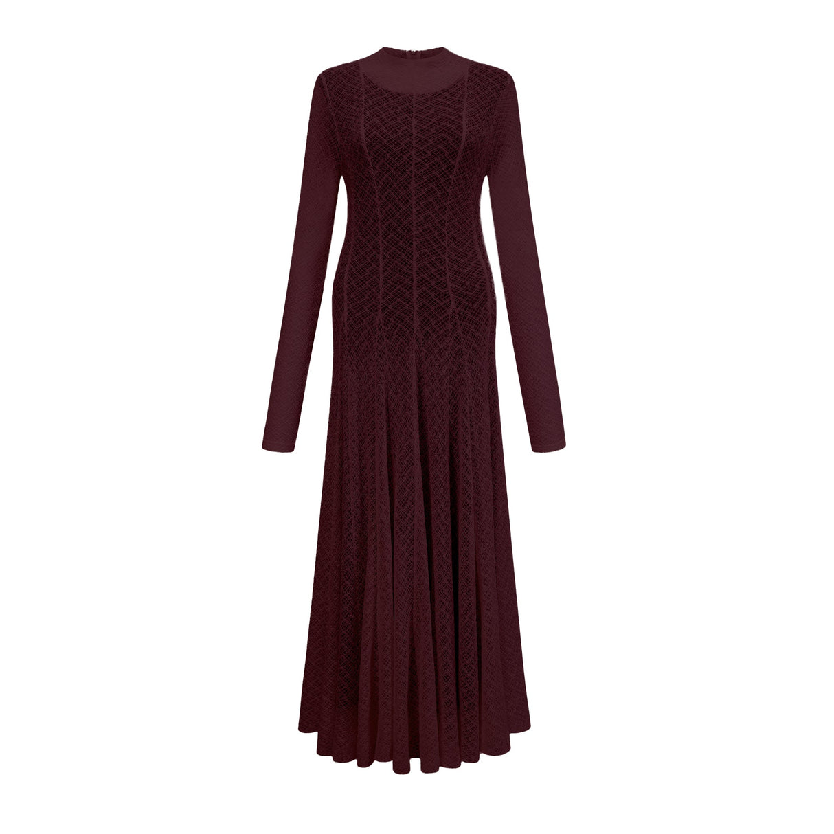 Aurohaya Athena wavy-pattern lace maxi dress in Red