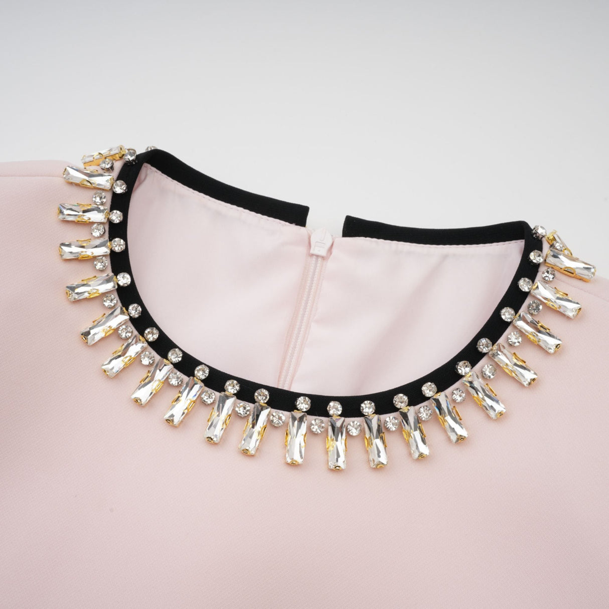 Aurohaya Anaïs pink crystal color-blocked midi dress