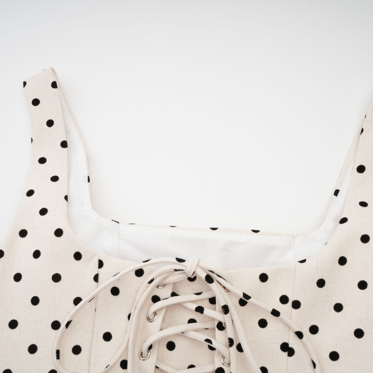 Aurohaya Geneviève neutrals polka-dot puff mini dress