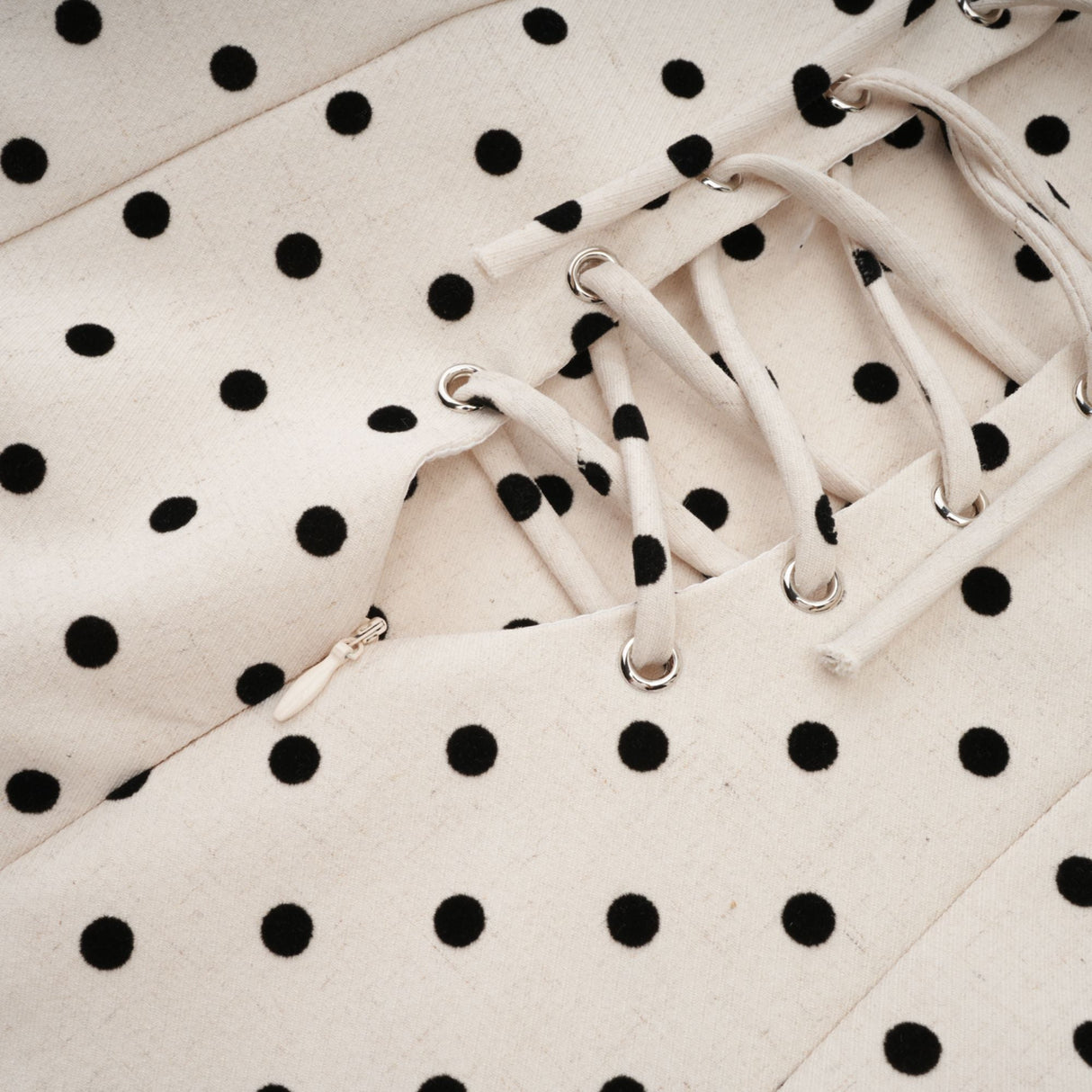 Aurohaya Geneviève neutrals polka-dot puff mini dress