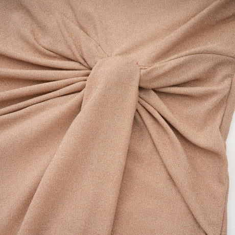 Aurohaya Rosalie gold asymmetrical pleated maxi dress
