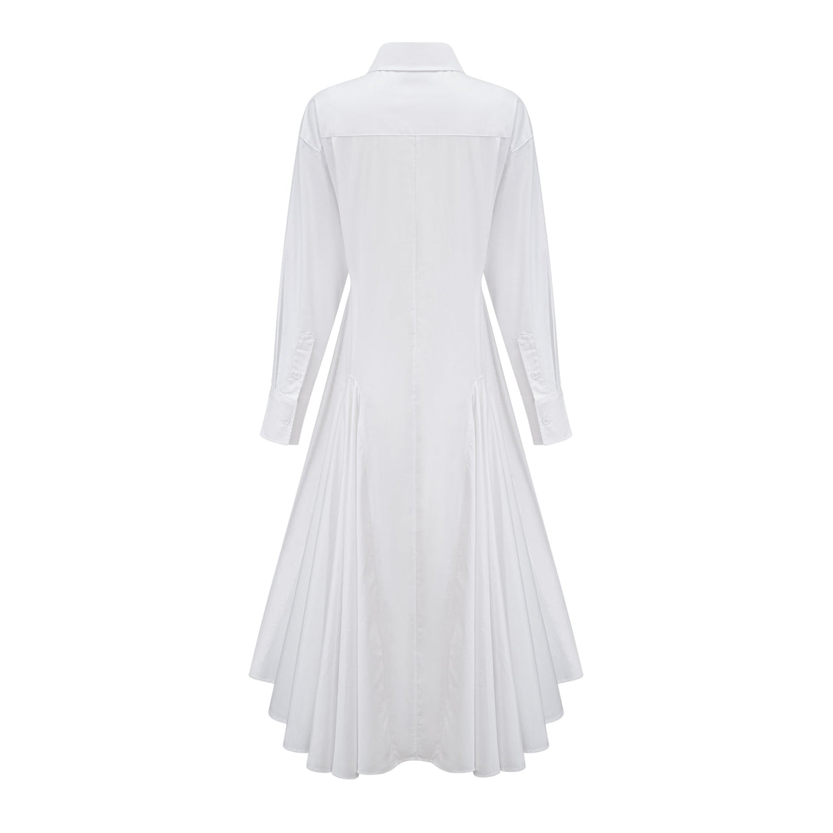 Aurohaya Dulcie white front-slit shirred shirt dress