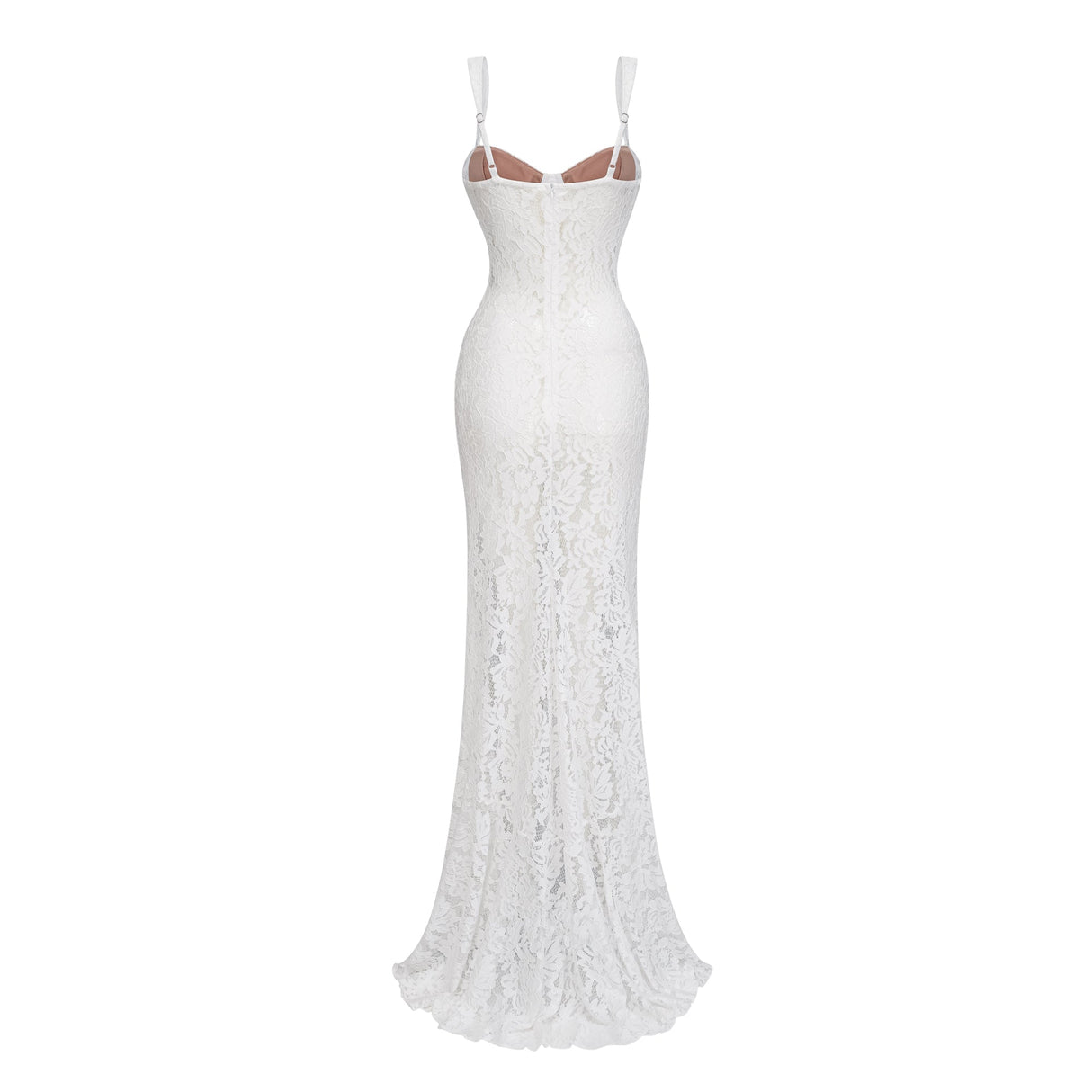 Aurohaya Abbie White Floral Lace Bustier Maxi Dress