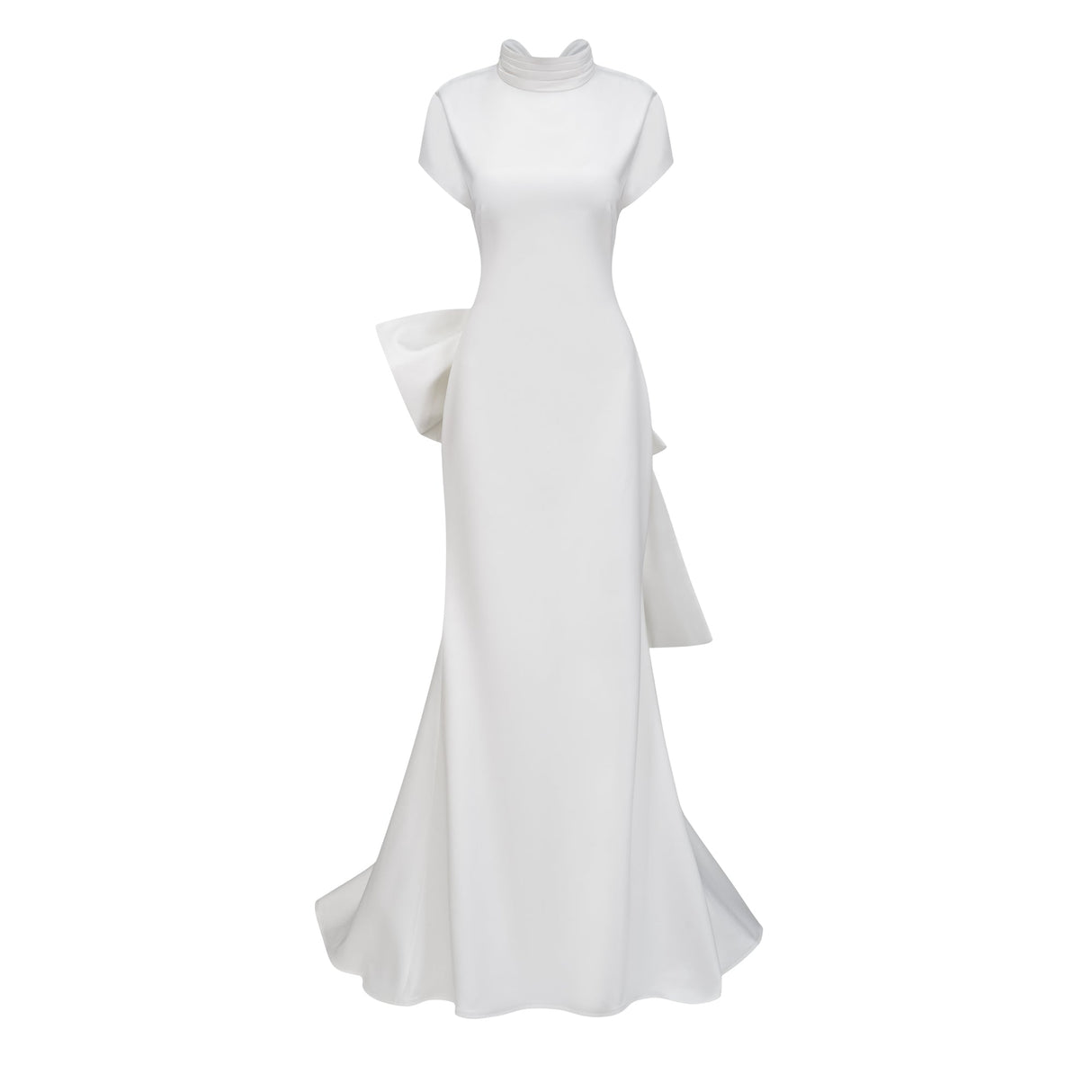 Aurohaya Camille White Statement Bow Mermaid Maxi Dress