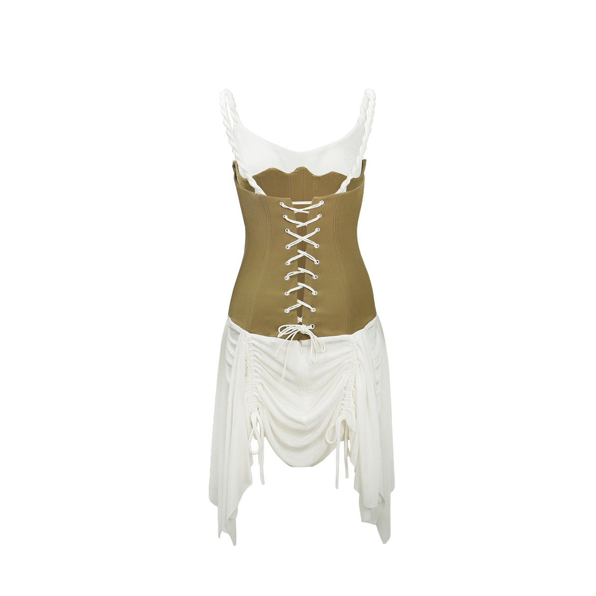 Aurohaya Yasmine Brown Bustier Panel Mini Dress