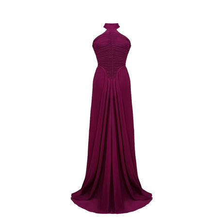 Aurohaya Kerstin Purple Ruched Maxi Dress