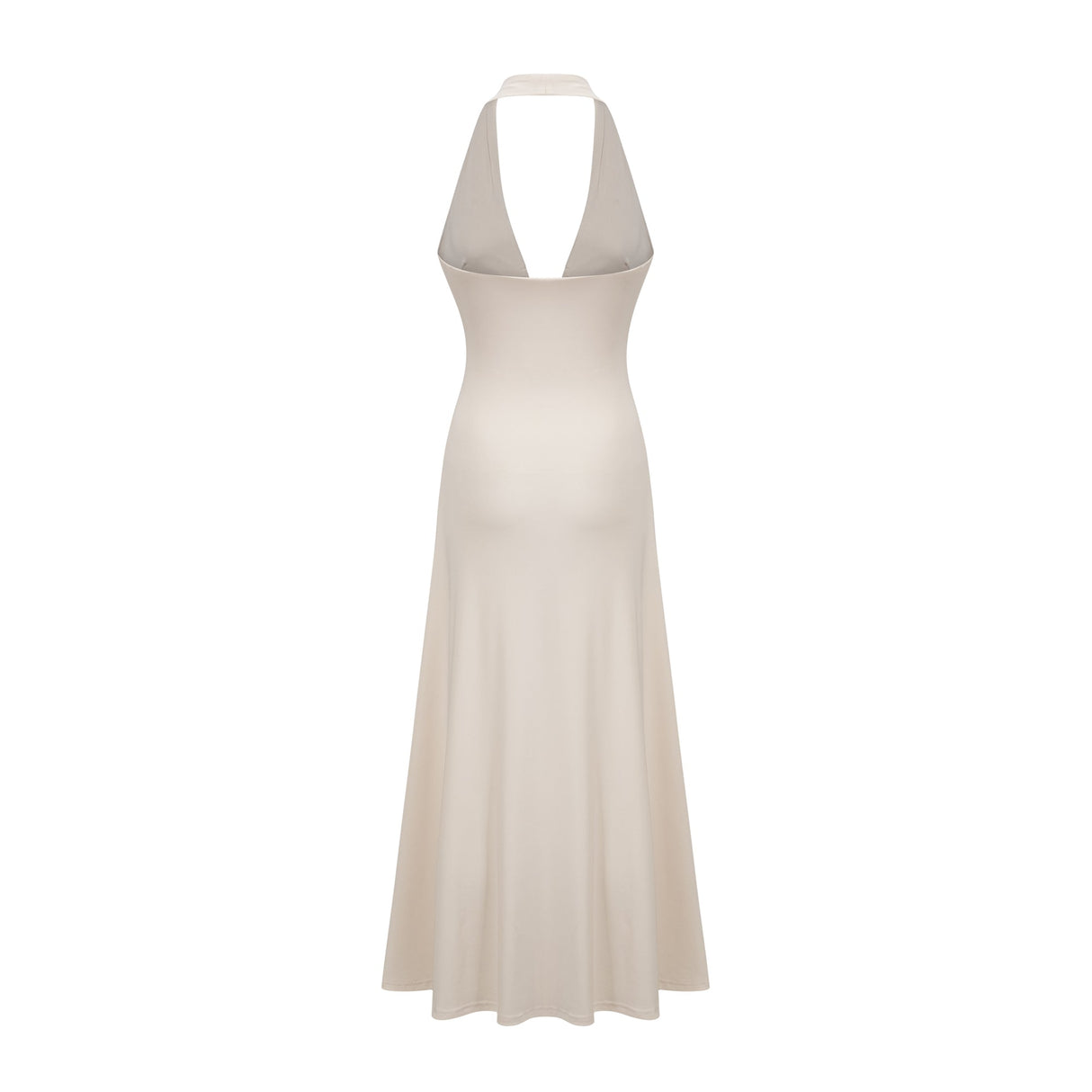Aurohaya Géraldine white deep V-neck draped maxi dress