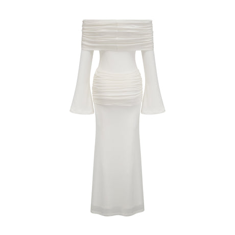 Aurohaya Wanda white glittered floral-appliqué knit maxi dress