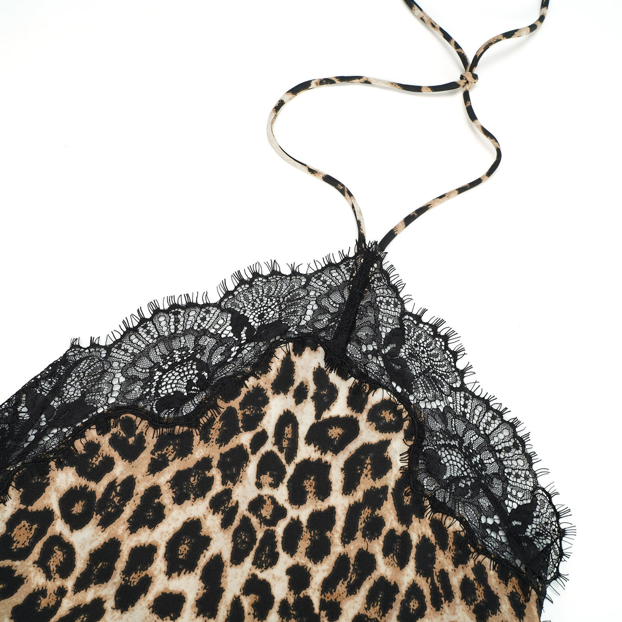 Aurohaya Alizée Brown Lace Panel Leopard Print Maxi Dress