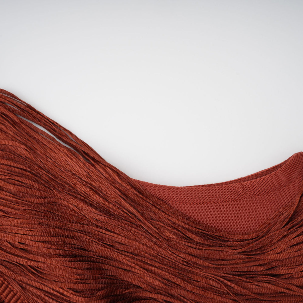 Aurohaya Mélisande Rusty Red Halterneck Fringed Maxi Gown