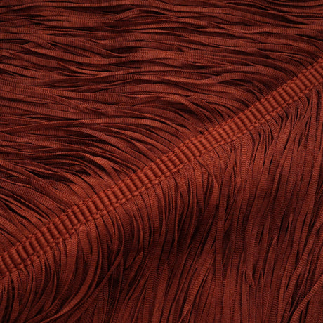Aurohaya Mélisande Rusty Red Halterneck Fringed Maxi Gown