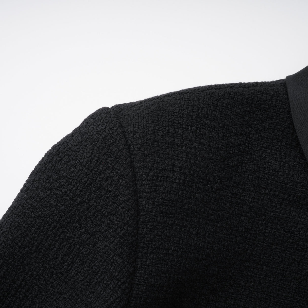 Aurohaya Lorelei Black High Neck Tweed Midi Dress