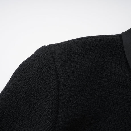Aurohaya Lorelei Black High Neck Tweed Midi Dress