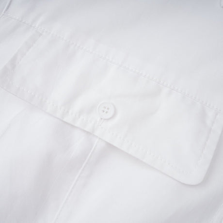 Aurohaya Dulcie white front-slit shirred shirt dress