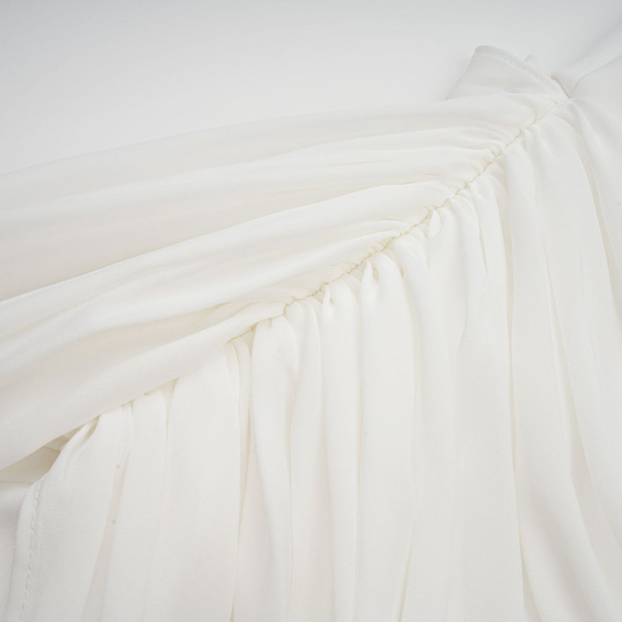 Aurohaya Gitta white ribbon-design ruched mini dress