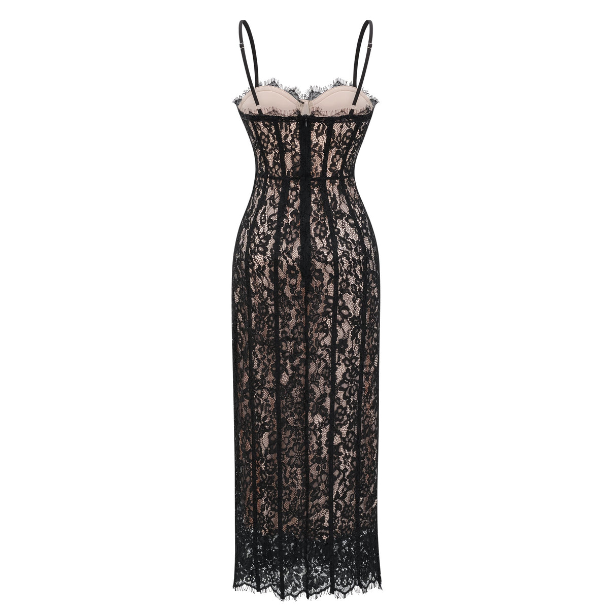 Aurohaya Giorgia Black Floral Lace Corset Maxi Dress
