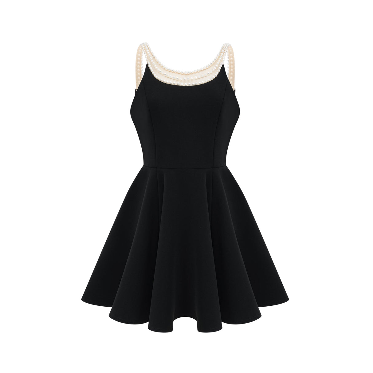 Aurohaya Danaé black faux-pearl-embellished mini dress