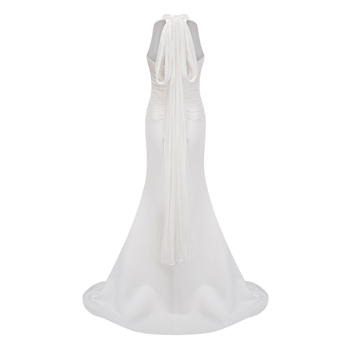 Aurohaya Emmeline White Train Design Gathered Maxi Dress
