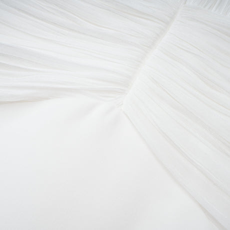 Aurohaya Emmeline White Train Design Gathered Maxi Dress