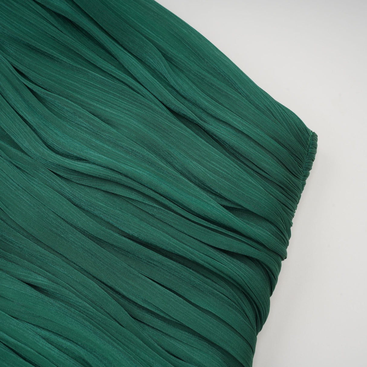 Aurohaya Emerald Green One Shoulder Ruched Maxi Dress