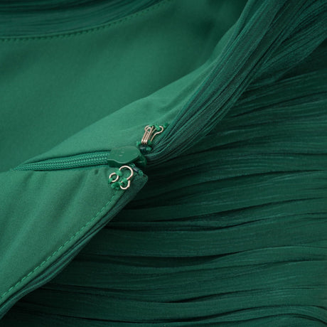 Aurohaya Emerald Green One Shoulder Ruched Maxi Dress