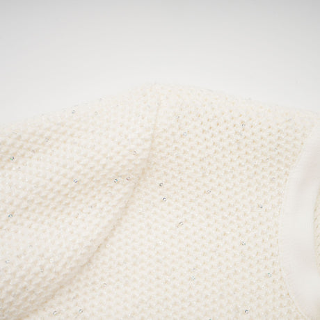 Aurohaya Adélade White Embellished Knit Midi Dress