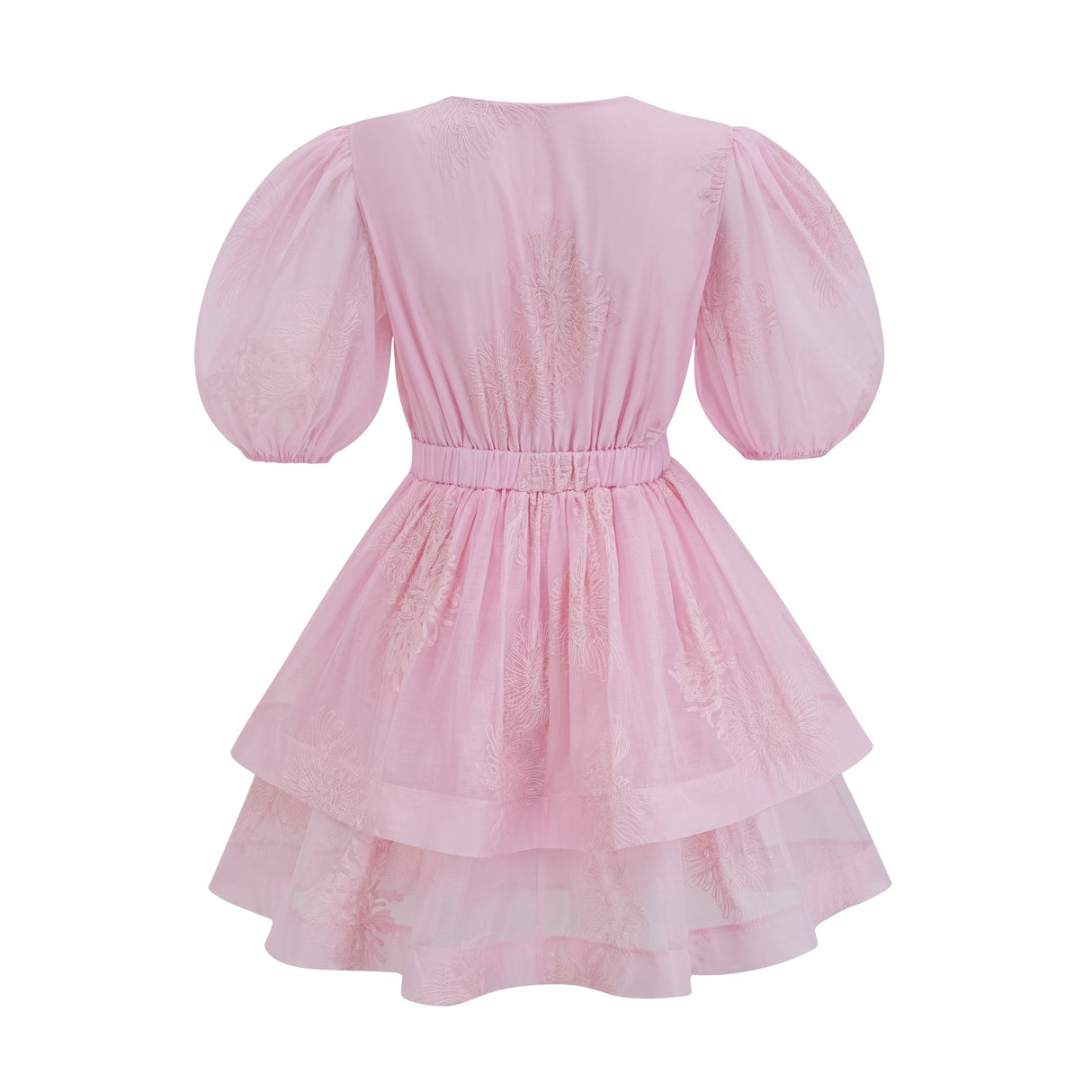 Aurohaya Florence pink floral-embroidered layered mini dress