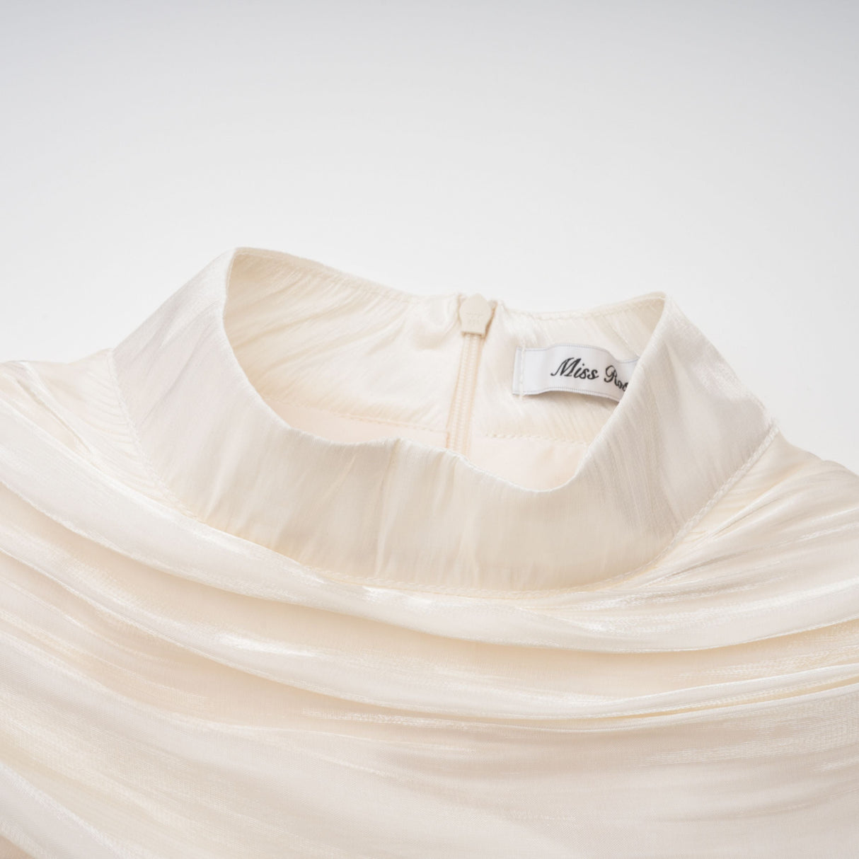 Aurohaya Gustave Neutral Ruched Cape Ruffled Maxi Dress
