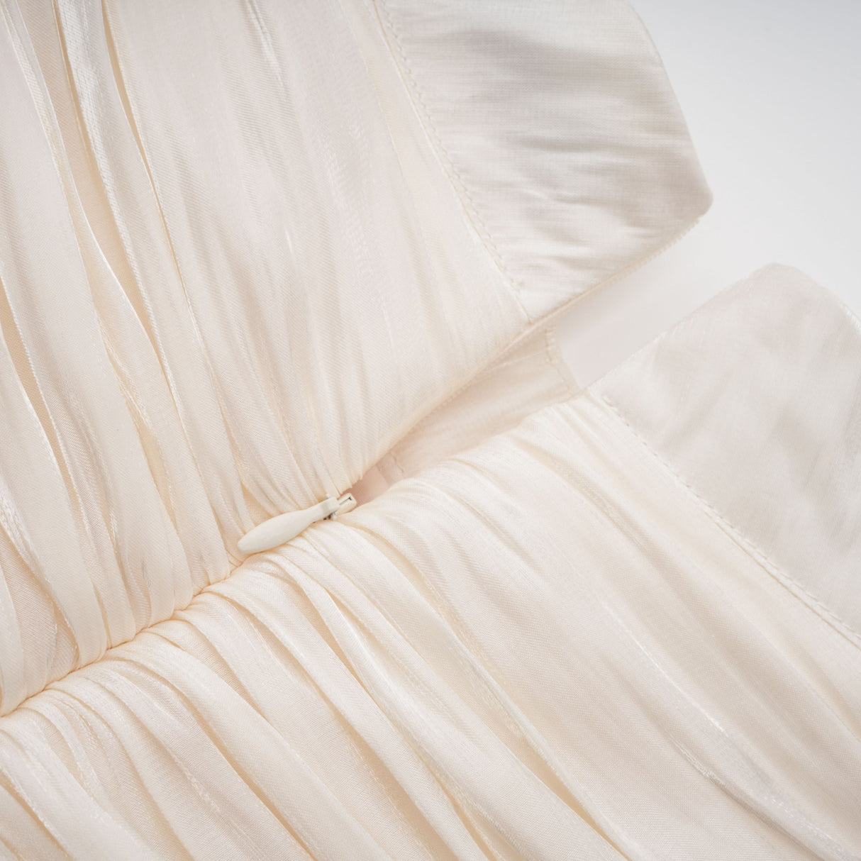 Aurohaya Gustave Neutral Ruched Cape Ruffled Maxi Dress