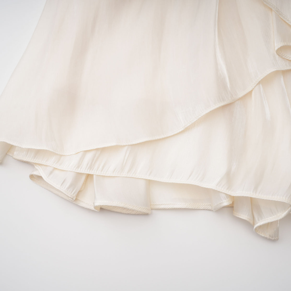 Aurohaya Gustave Neutral Ruched Cape Ruffled Maxi Dress
