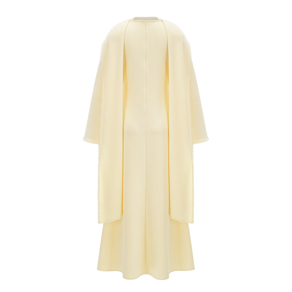 Aurohaya Piroska Yellow Pearl Trim Shawl Detail Maxi Dress