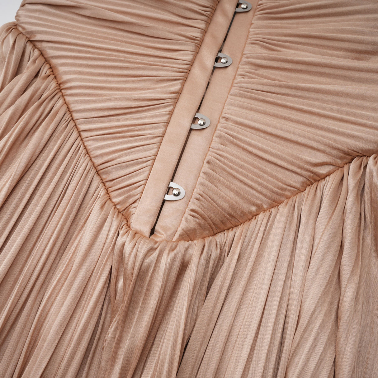Aurohaya Nicoletta Gold Glossy Pleated Corset Maxi Dress