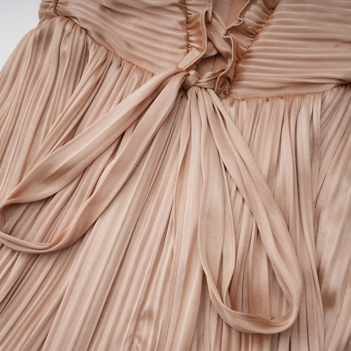 Aurohaya Nicoletta Gold Glossy Pleated Corset Maxi Dress