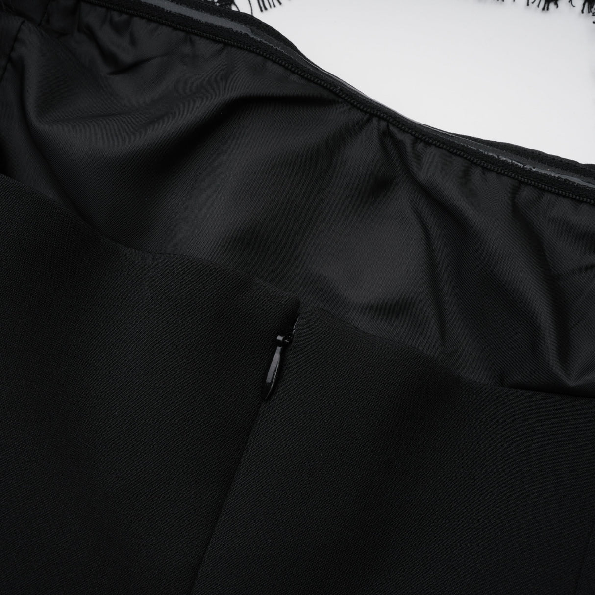 Aurohaya Bokamoso Black Lace Panel Maxi Gown