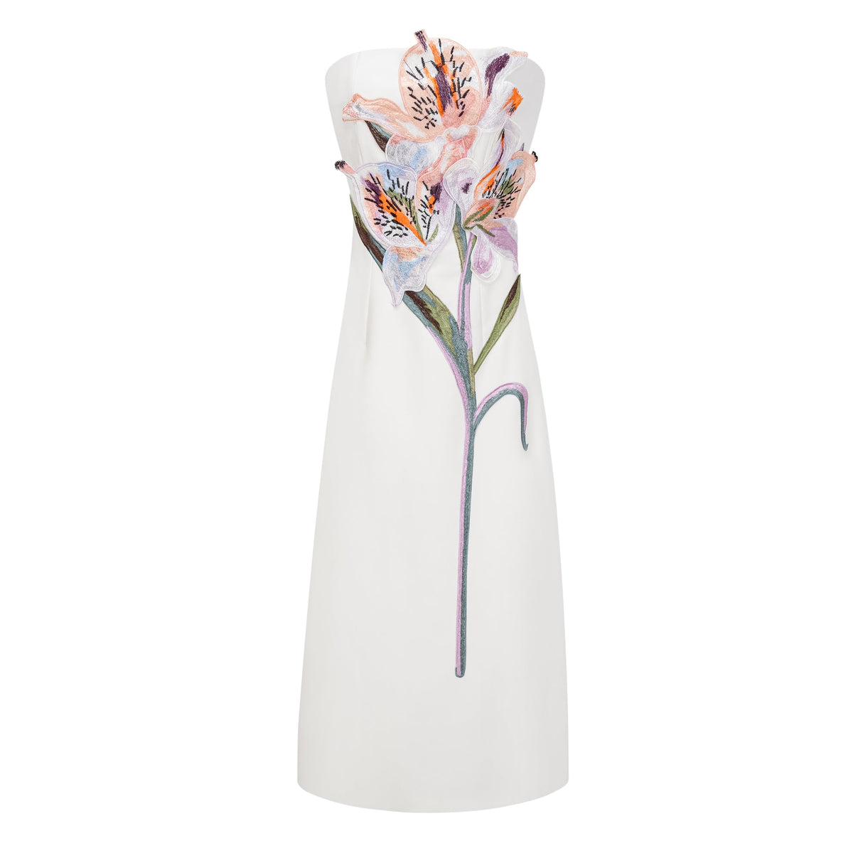 Aurohaya Automne White Floral Embroidered Maxi Dress