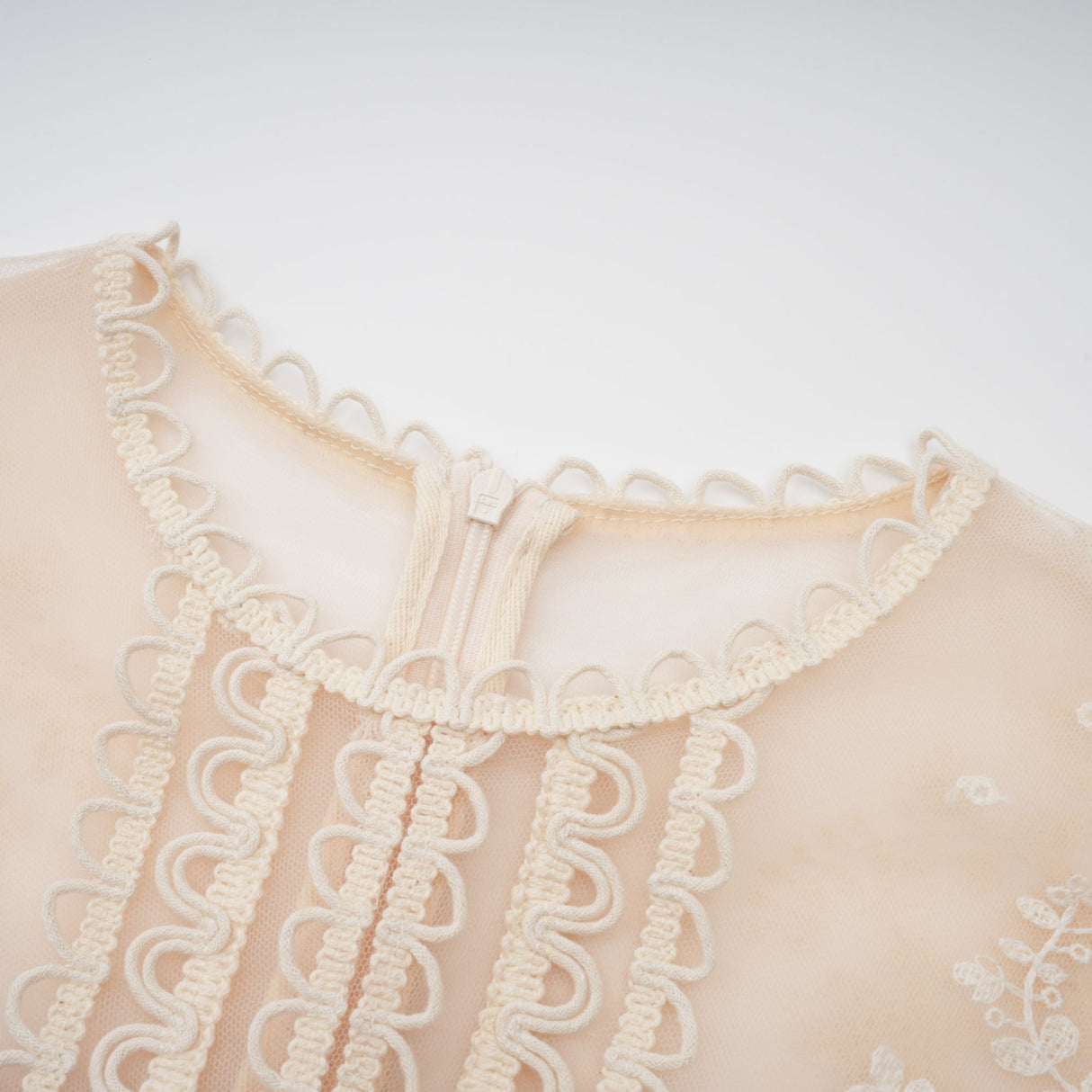 Aurohaya Fleur floral-embroidered lace midi dress in Neutrals