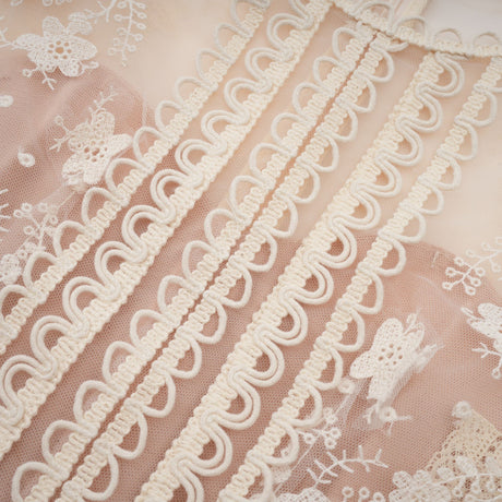 Aurohaya Fleur floral-embroidered lace midi dress in Neutrals