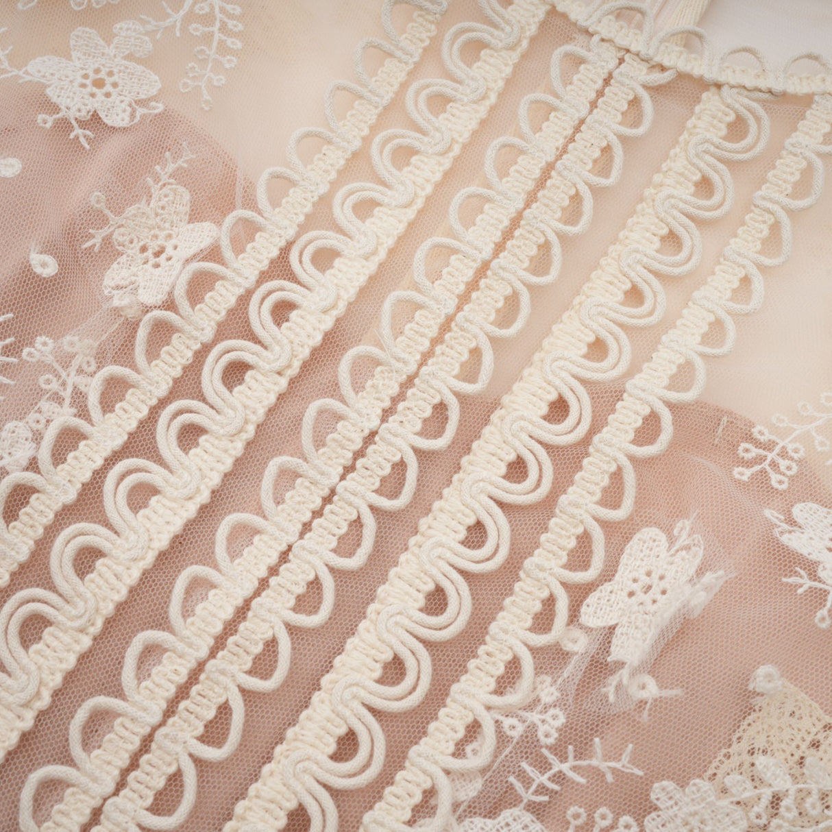 Aurohaya Fleur floral-embroidered lace midi dress in Neutrals