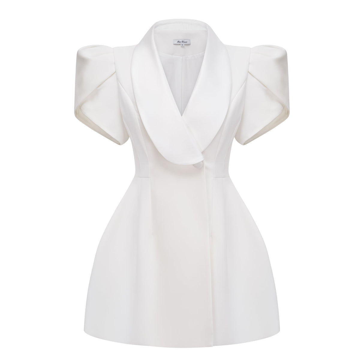 Aurohaya Acharya White Shawl Lapel Mini Dress