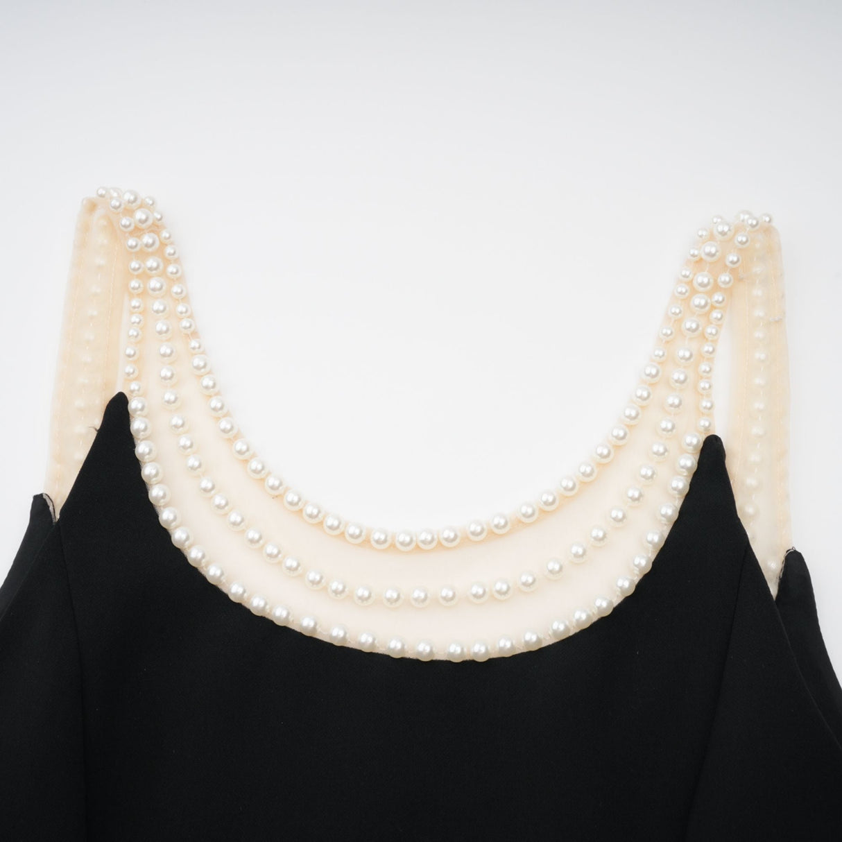 Aurohaya Danaé black faux-pearl-embellished mini dress