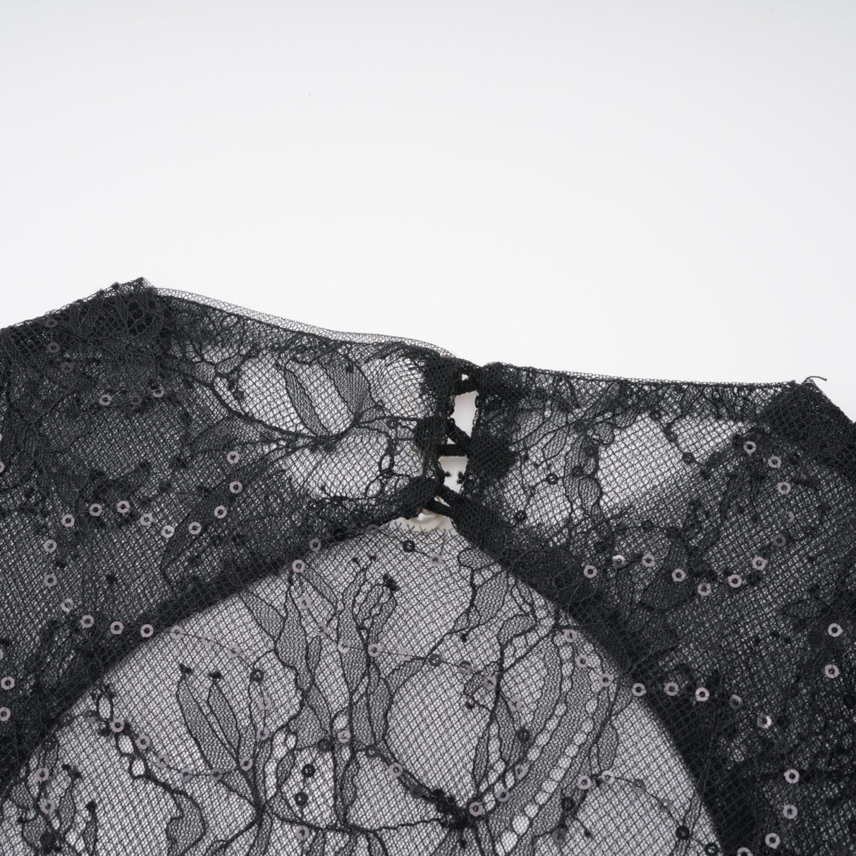 Aurohaya Mirabella Black Sequined Flroal Lace Mini Dress