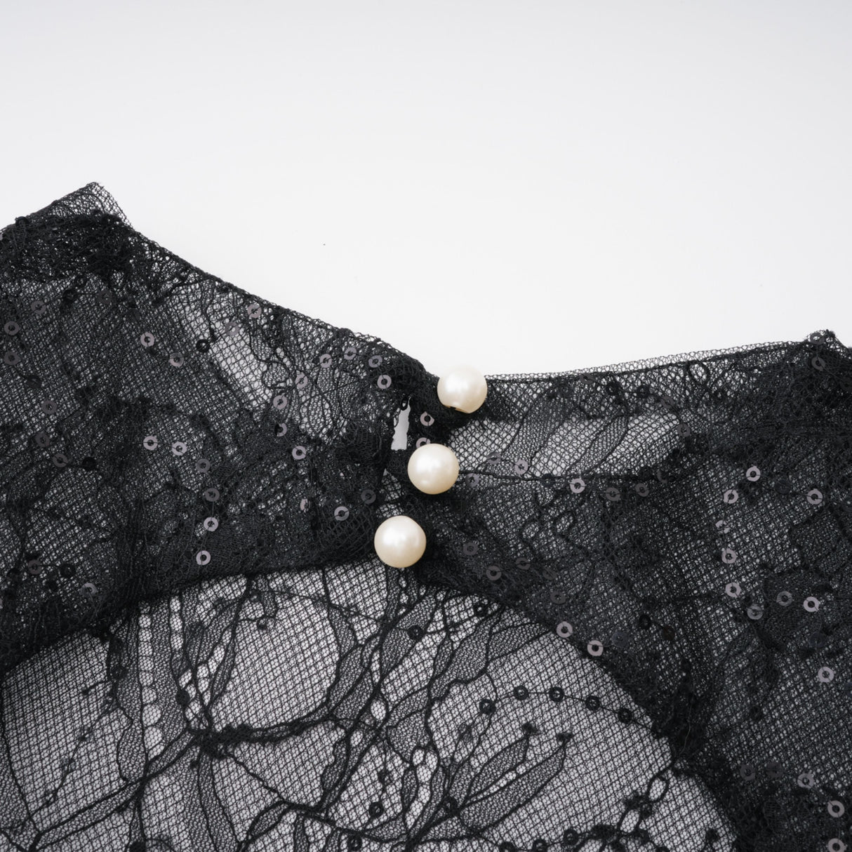 Aurohaya Mirabella Black Sequined Flroal Lace Mini Dress