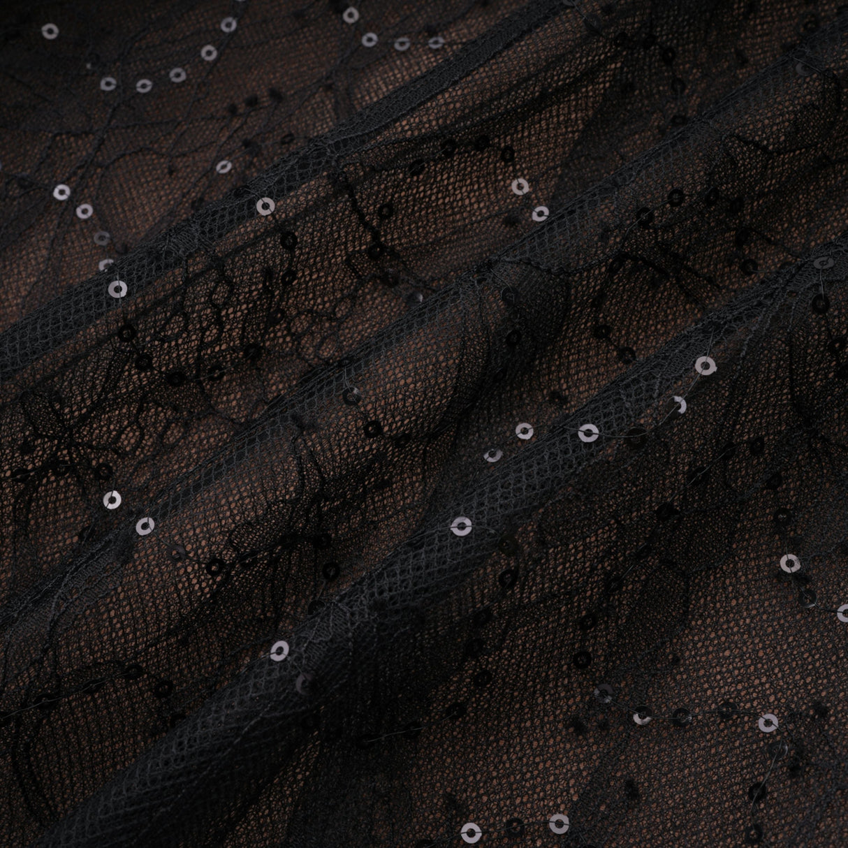 Aurohaya Mirabella Black Sequined Flroal Lace Mini Dress