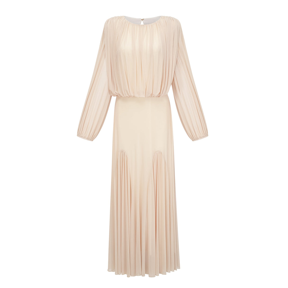 Aurohaya Annabelle Yellow Lantern Sleeve Pleated Maxi Dress