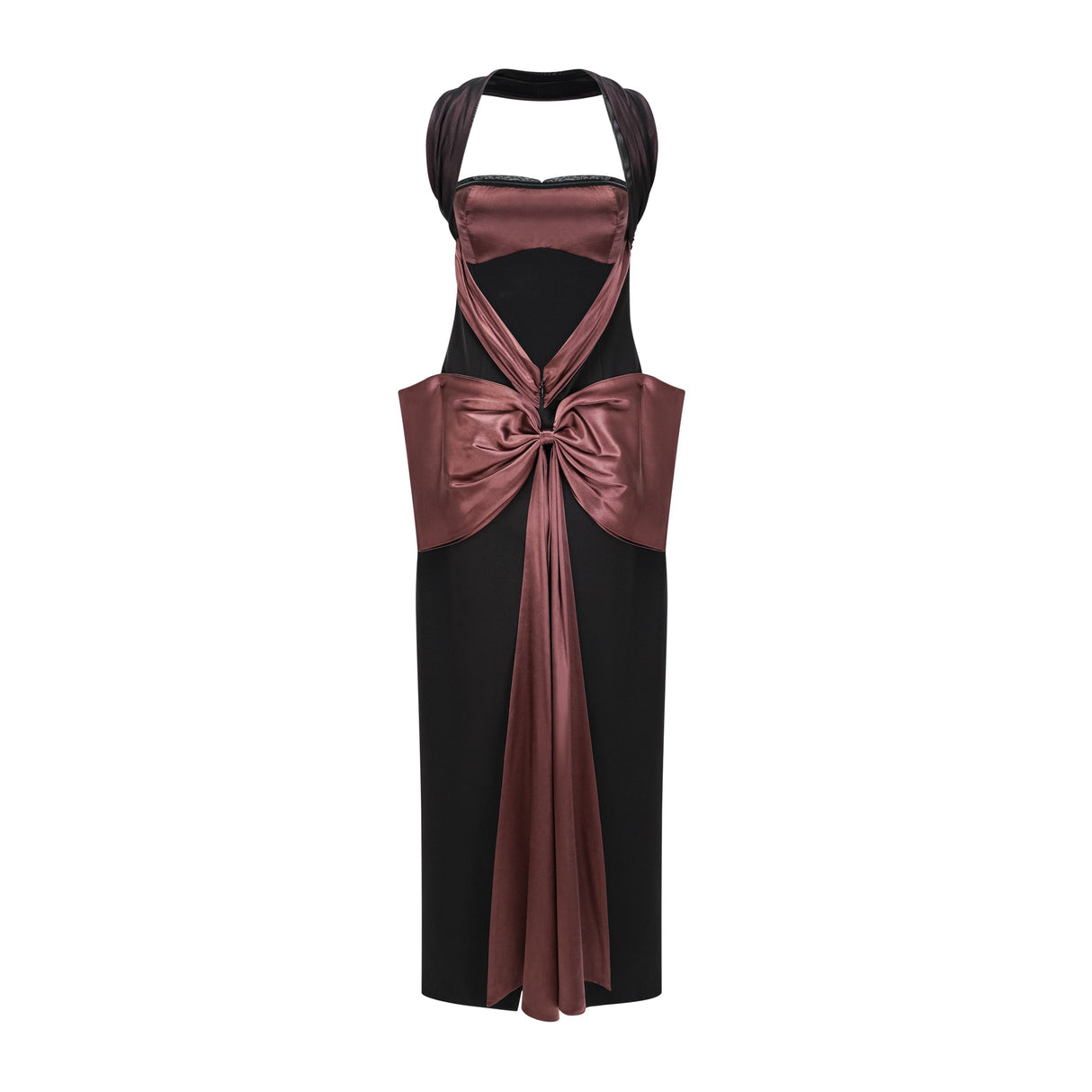 Aurohaya Miriam Black Open Back Maxi Gown with Bow