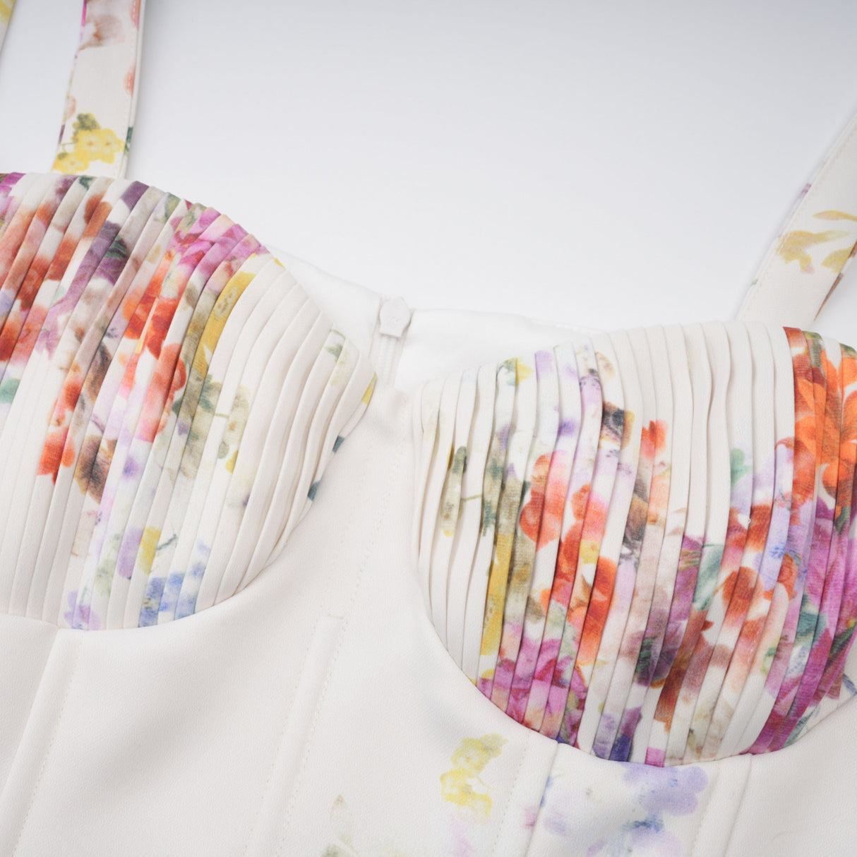 Aurohaya Juliette White Self-Tie Floral Print Mini Dress