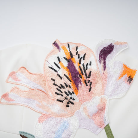 Aurohaya Automne White Floral Embroidered Mini Dress