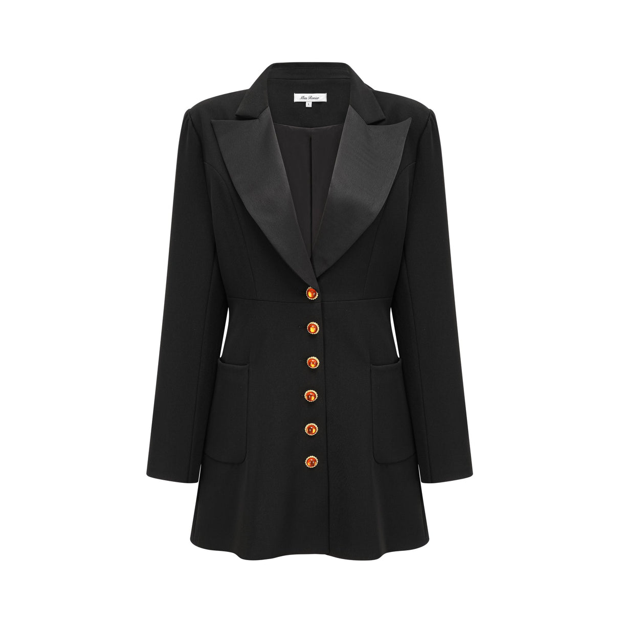 Aurohaya Aurore black single-breasted blazer dress